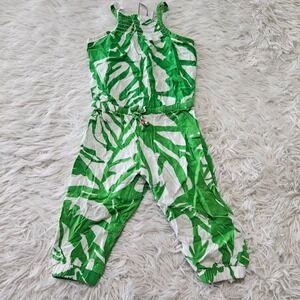 Lily Pulitzer x Target Girl's Sz 12 Mo Green Plant Print Jumpsuit